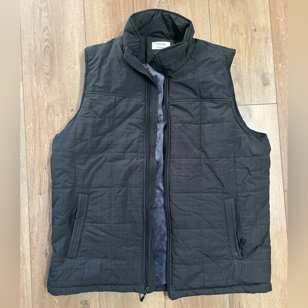 Cowboy Legend Men's Black Quilted Vest XL